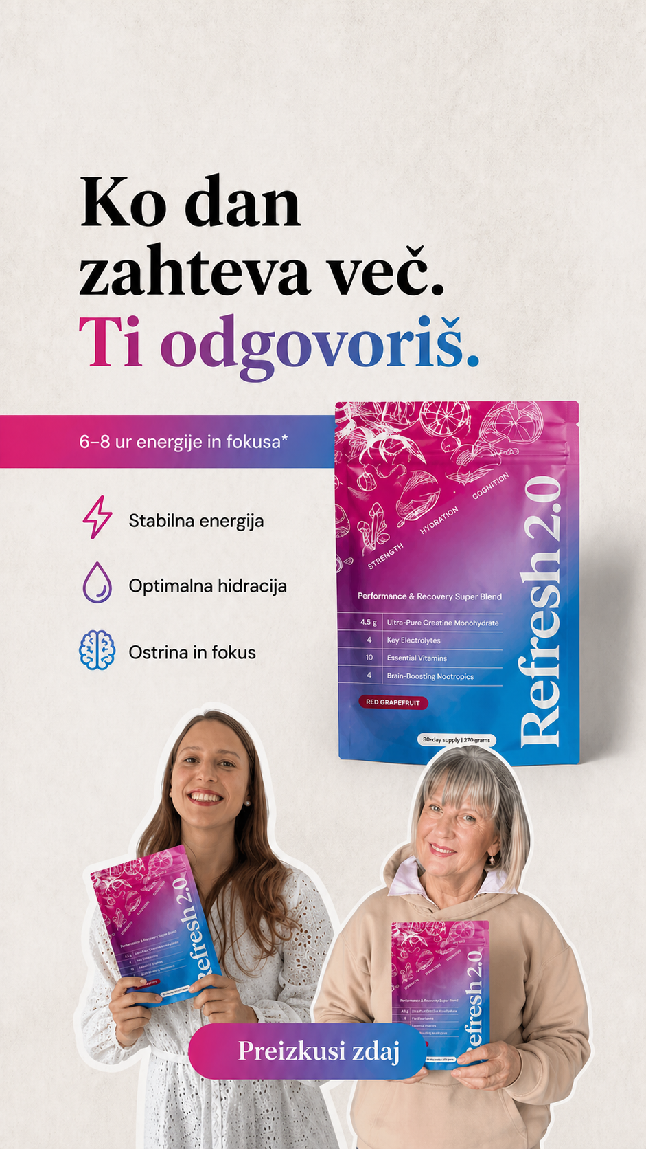 Refresh 2.0 product card sample ad
