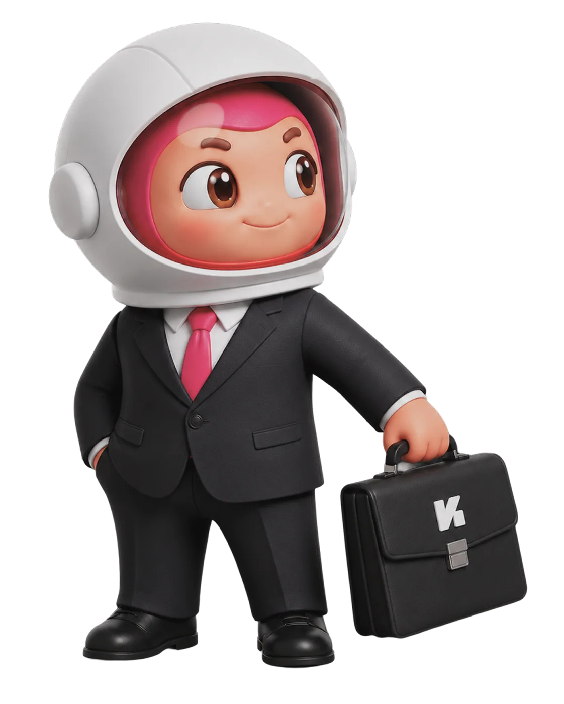 Adward astronaut mascot in a business suit